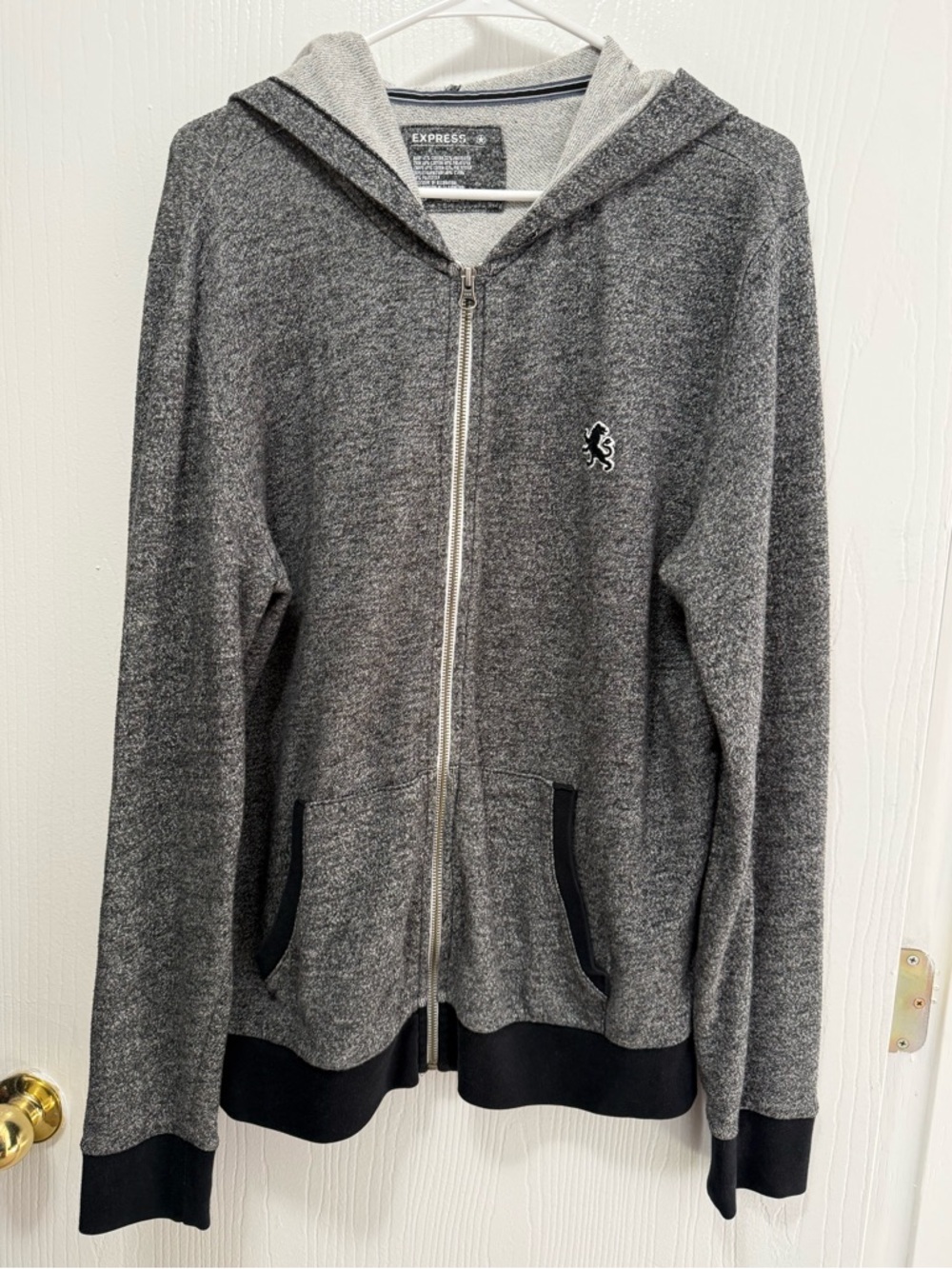 Express Men's Heather Gray Full-Zip Hoodie Size Large